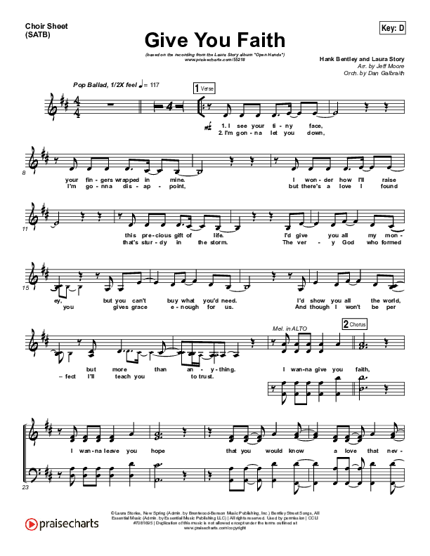 Give You Faith Choir Vocals (SATB) (Laura Story)