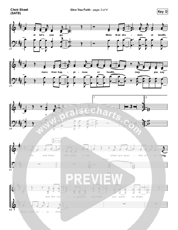 Give You Faith Choir Vocals (SATB) (Laura Story)