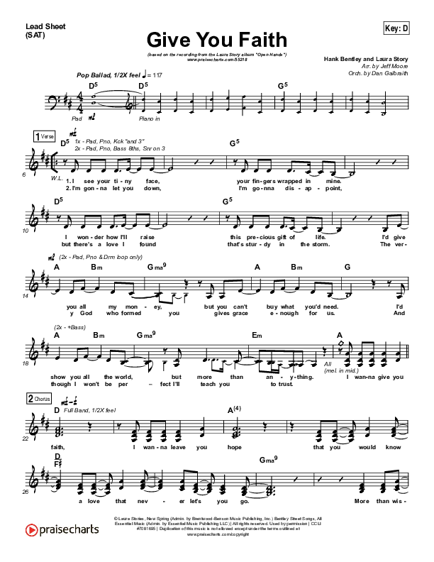 Give You Faith Lead Sheet (SAT) (Laura Story)