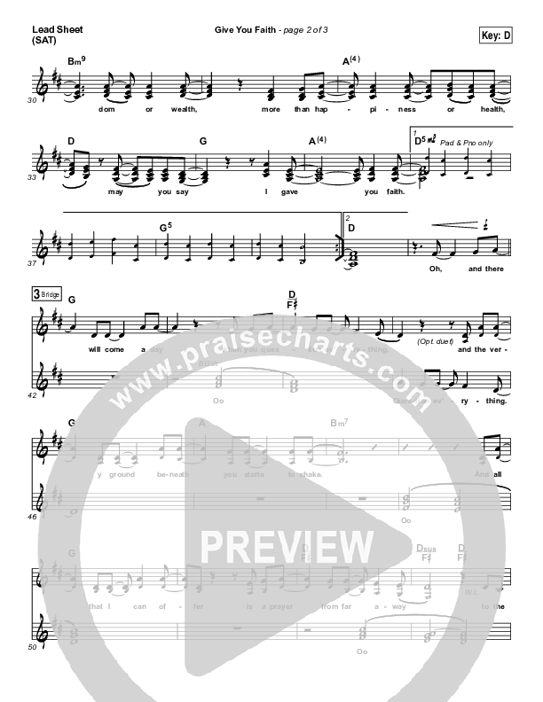 Give You Faith Lead Sheet (SAT) (Laura Story)