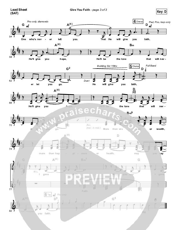 Give You Faith Lead Sheet (SAT) (Laura Story)