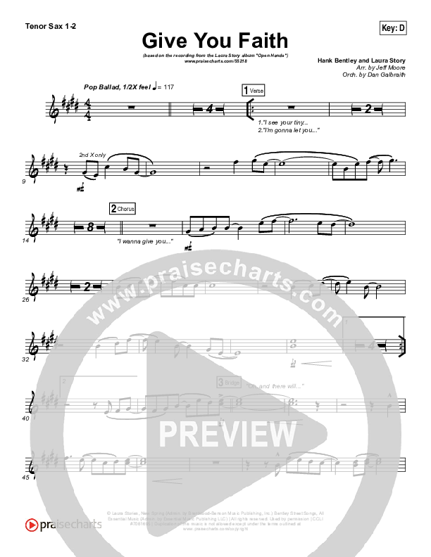 Give You Faith Tenor Sax 1/2 (Laura Story)