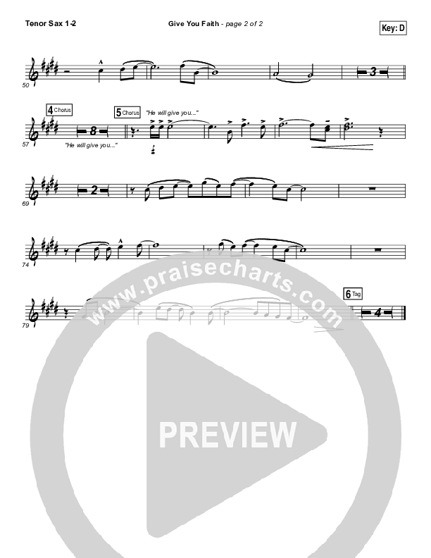Give You Faith Tenor Sax 1/2 (Laura Story)