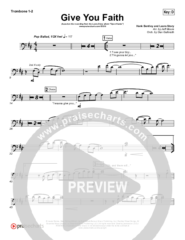 Give You Faith Trombone 1/2 (Laura Story)