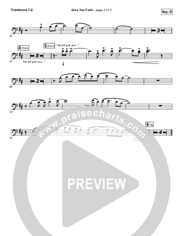 Give You Faith Trombone 1/2 (Laura Story)