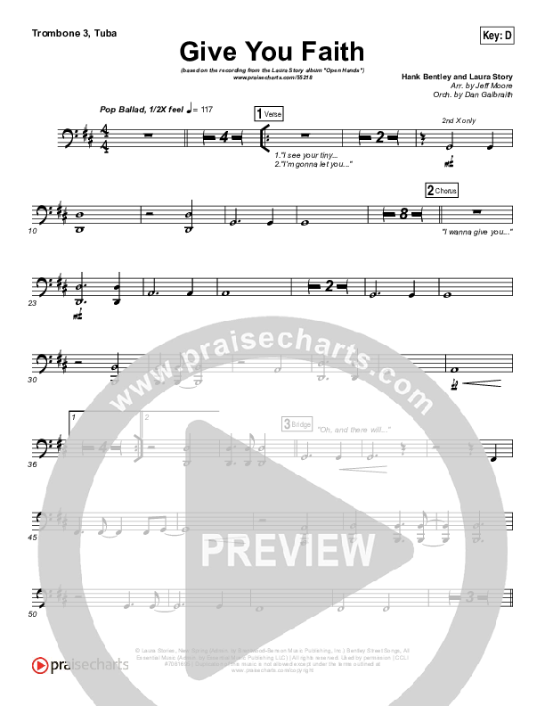 Give You Faith Trombone 3/Tuba (Laura Story)