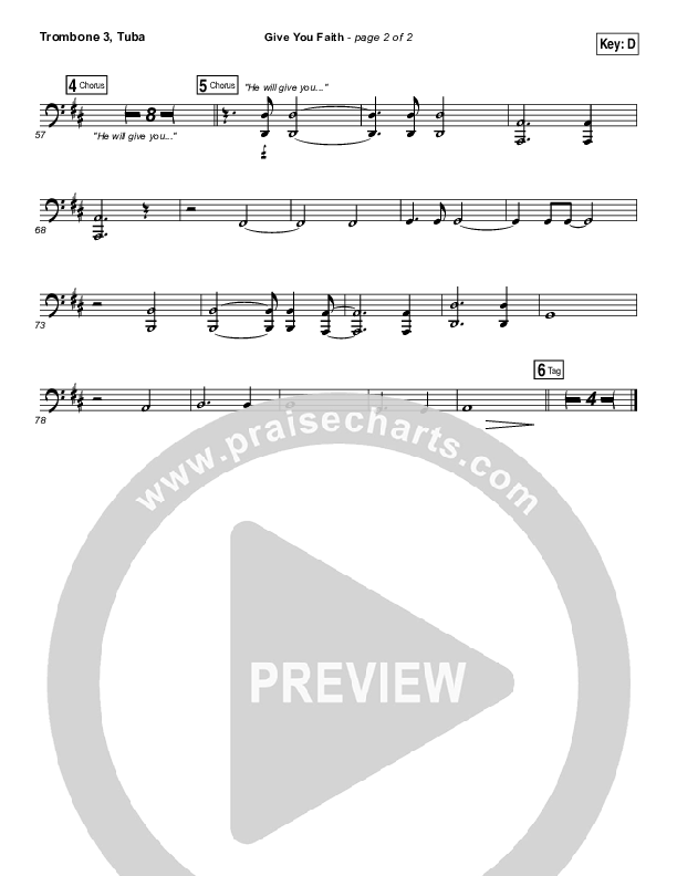 Give You Faith Trombone 3/Tuba (Laura Story)