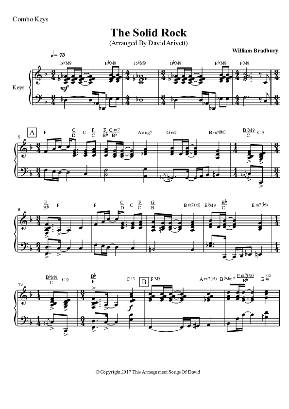 The Solid Rock Piano Sheet (David Arivett)