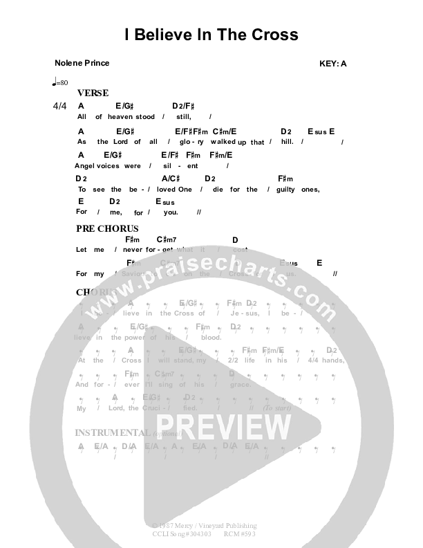 I Believe In The Cross Chords & Lyrics (Dennis Prince / Nolele Prince)