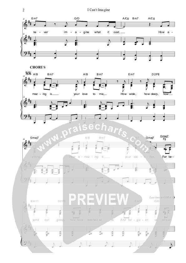 I Can't Imagine Piano/Vocal (SAT) (Dennis Prince / Nolene Prince)