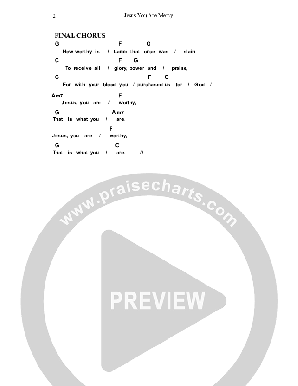 Jesus You Are Worthy Chords & Lyrics (Dennis Prince / Nolene Prince)