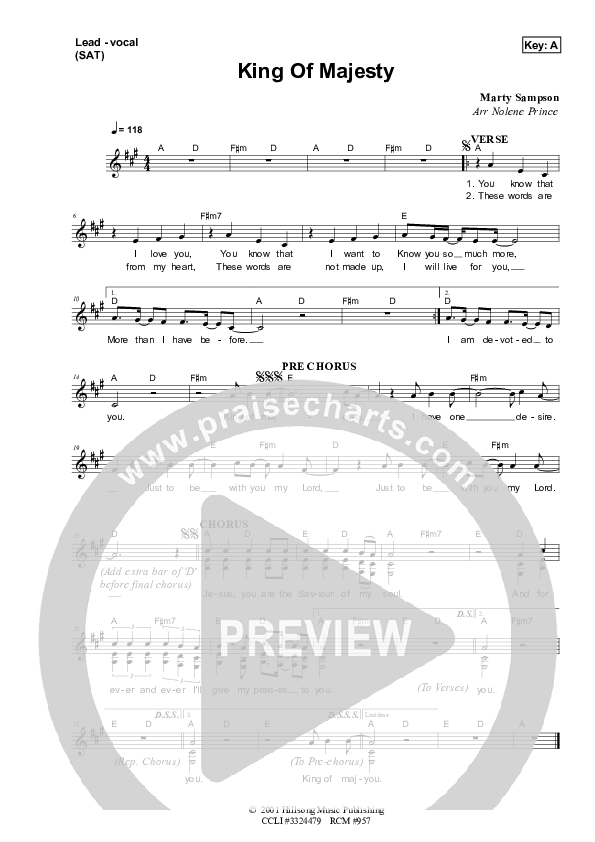 King Of Majesty Piano/Vocal & Lead (Dennis Prince / Nolene Prince)