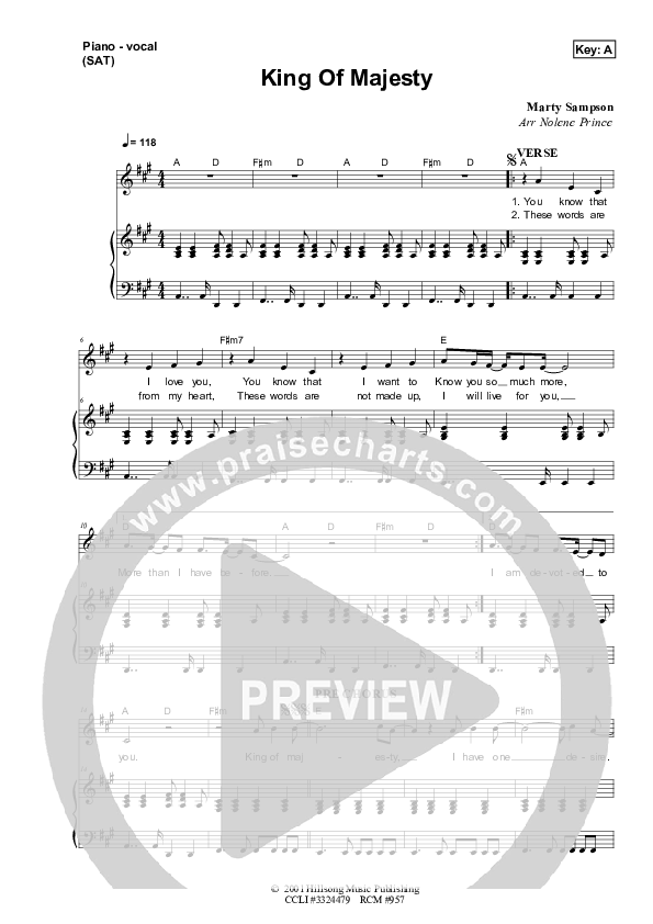 King Of Majesty Piano/Vocal & Lead (Dennis Prince / Nolene Prince)