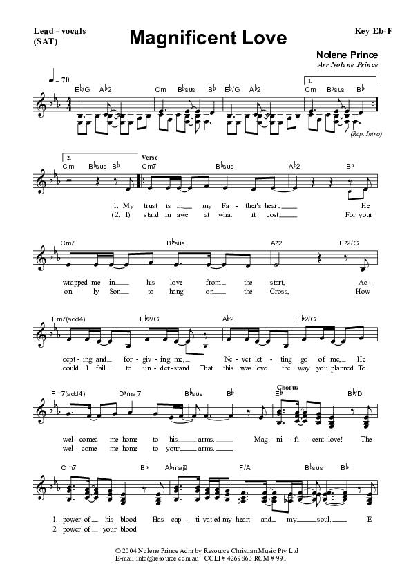 Magnificent Love Piano/Vocal & Lead (Dennis Prince / Nolene Prince)