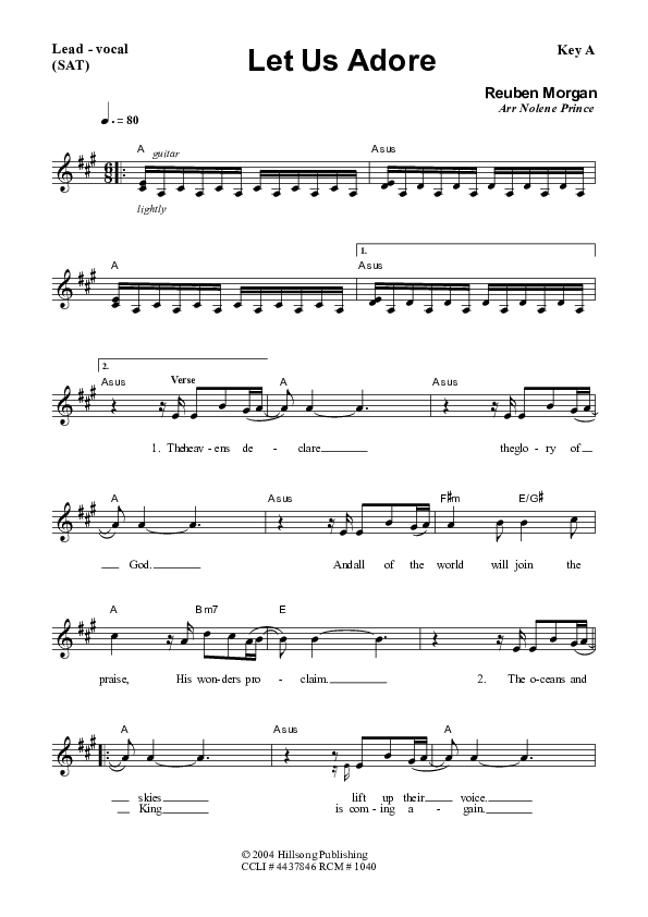 Let Us Adore Piano/Vocal & Lead (Dennis Prince / Nolene Prince)
