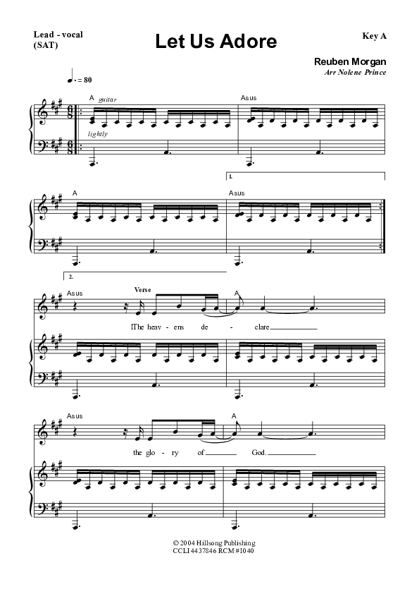 Let Us Adore Piano/Vocal (SAT) (Dennis Prince / Nolene Prince)