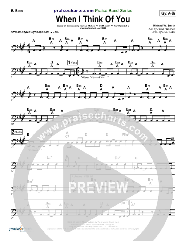 When I Think Of You Bass Guitar (Michael W. Smith)