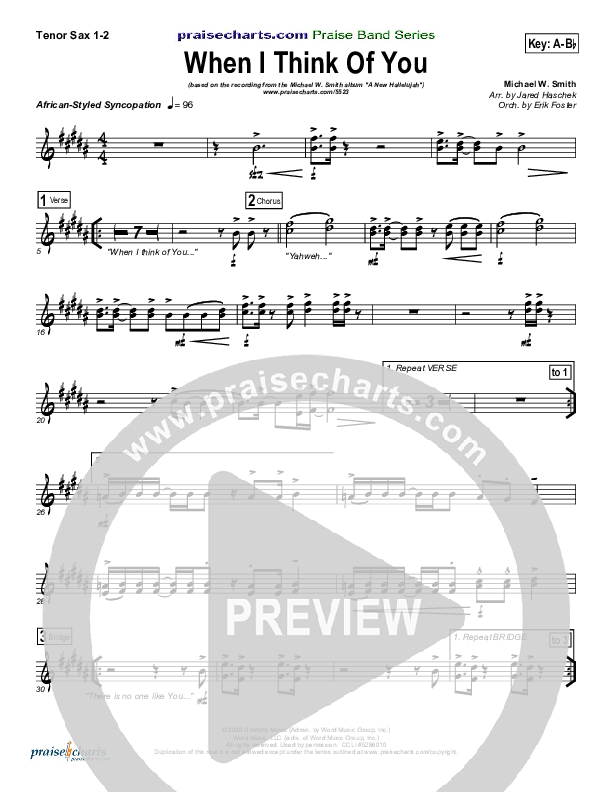 When I Think Of You Tenor Sax 1/2 (Michael W. Smith)
