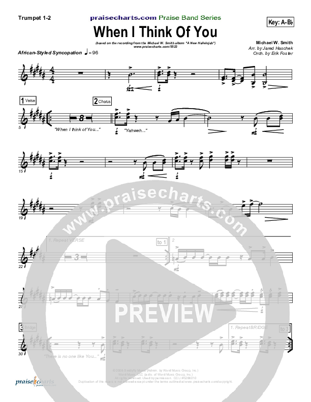 When I Think Of You Trumpet 1,2 (Michael W. Smith)