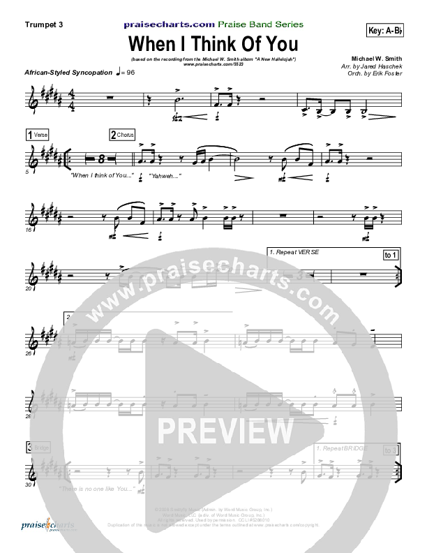 When I Think Of You Trumpet 3 (Michael W. Smith)