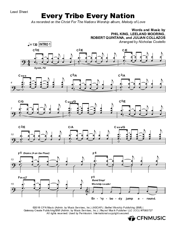 Every Tribe Every Nation Lead Sheet (Christ For The Nations / Phil King)