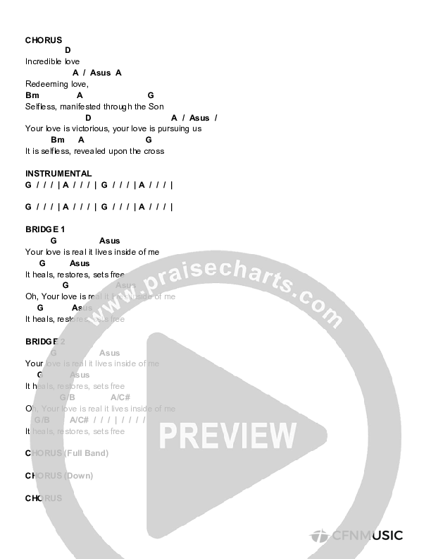 Incredible Love Chords & Lyrics (Christ For The Nations / Phil King)