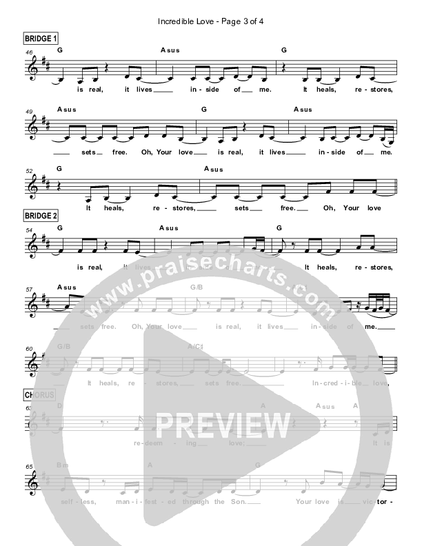 Incredible Love Lead Sheet (Christ For The Nations / Phil King)