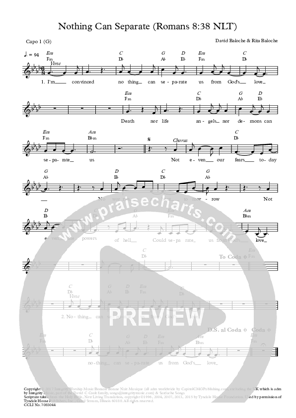 Nothing Can Separate Lead Sheet (David Baloche)