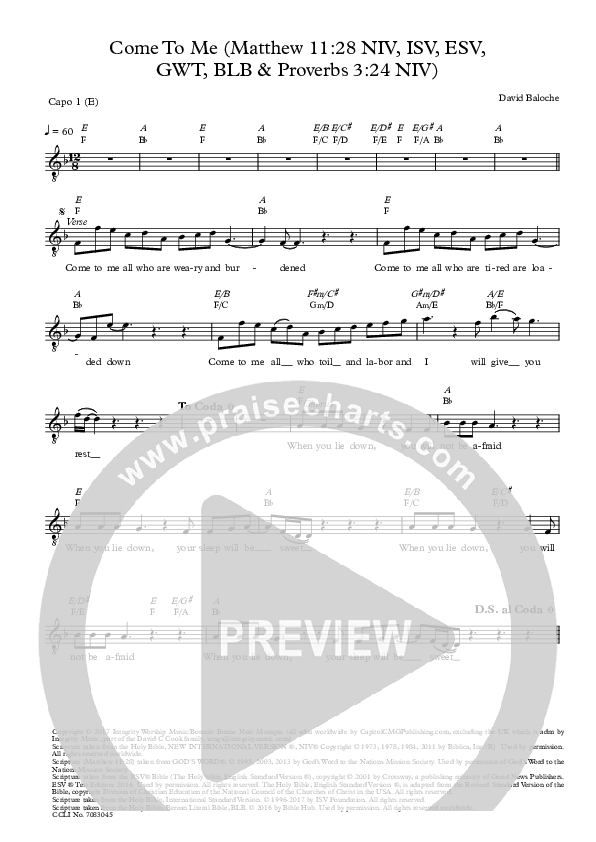 Come To Me Lead Sheet (David Baloche)