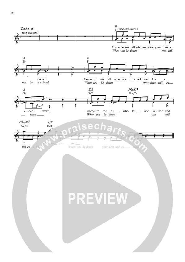 Come To Me Lead Sheet (David Baloche)
