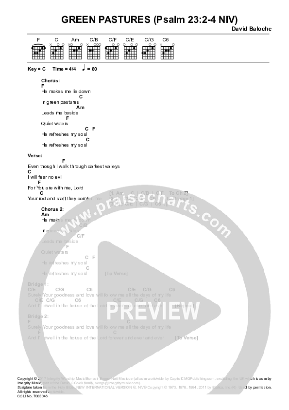Green Pastures Chords & Lyrics (David Baloche)