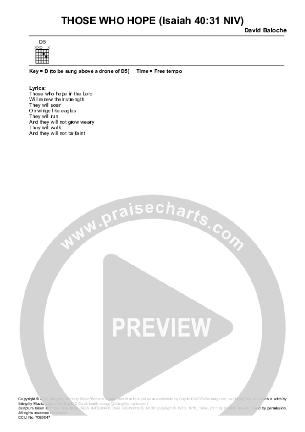 Those Who Hope Chords & Lyrics (David Baloche)