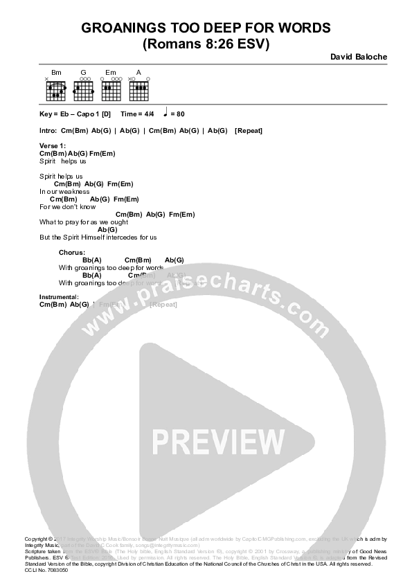 Groanings Too Deep For Words Chords & Lyrics (Christ For The Nations)