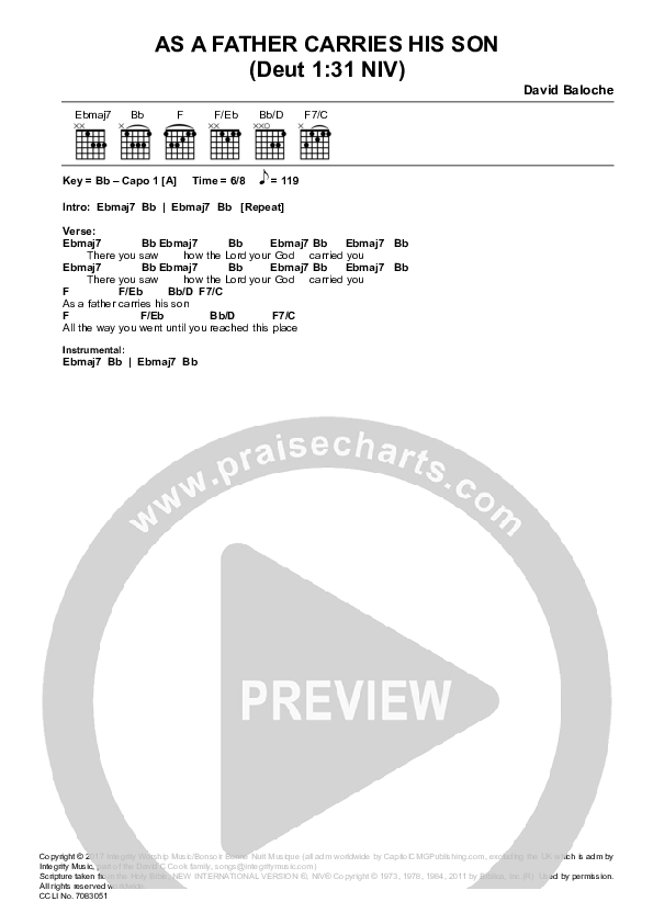 As A Father Carries His Son Chords & Lyrics (Christ For The Nations)