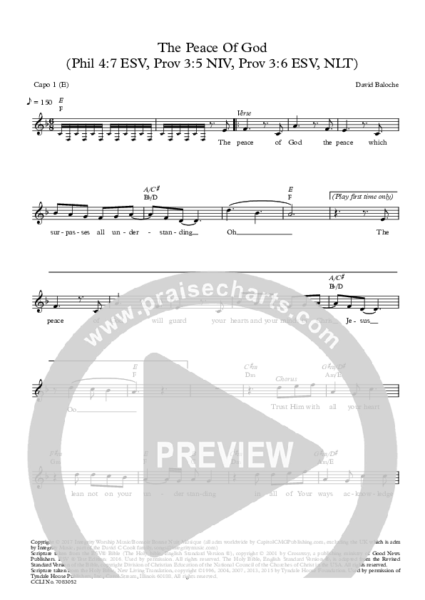 The Peace Of God Lead Sheet (David Baloche)