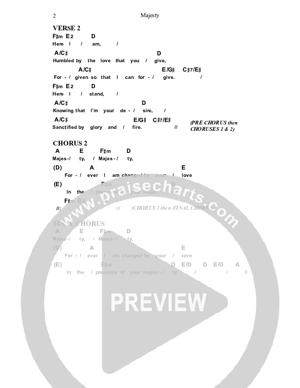 Majesty Chord Chart (Dennis Prince / Nolene Prince)
