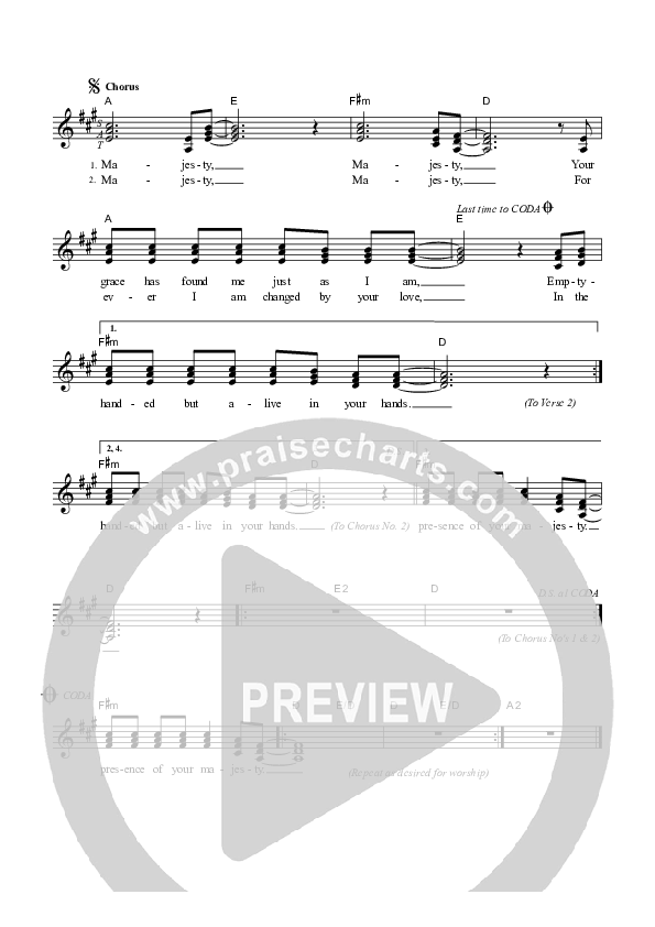 Majesty Lead Sheet (SAT) (Dennis Prince / Nolene Prince)