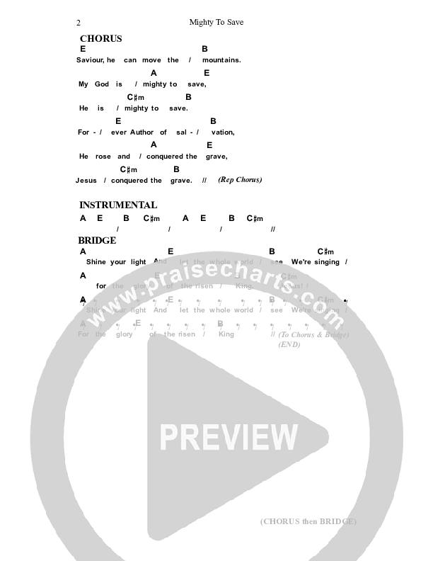 Mighty To Save Chords & Lyrics (Dennis Prince / Nolene Prince)