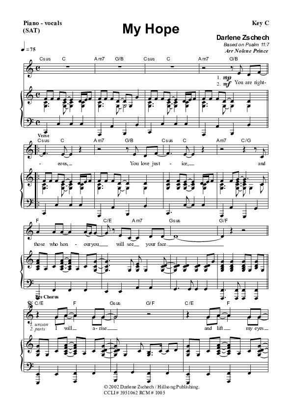 My Hope Piano/Vocal (SAT) (Dennis Prince / Nolene Prince)