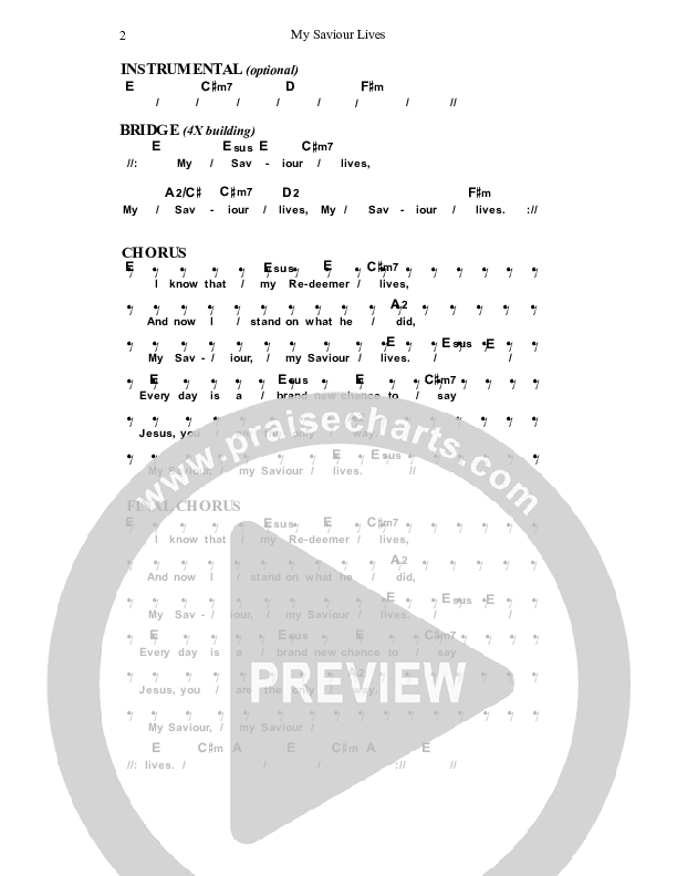 My Savior Lives Chords & Lyrics (Dennis Prince / Nolene Prince)