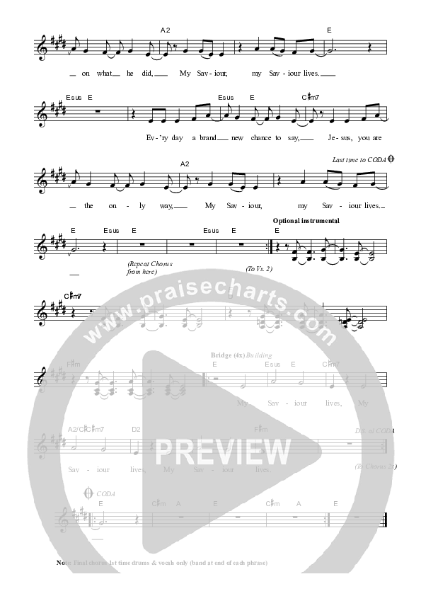 My Savior Lives Lead Sheet (SAT) (Dennis Prince / Nolene Prince)