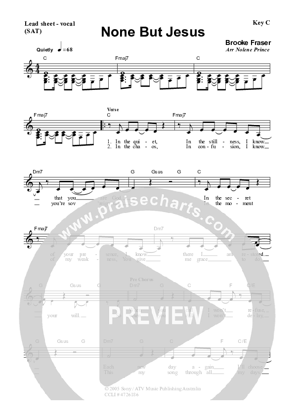 None But Jesus Piano/Vocal & Lead (Dennis Prince / Nolene Prince)