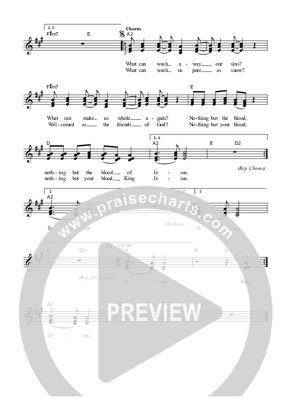 Nothing But The Blood Lead Sheet (SAT) (Dennis Prince / Nolene Prince)