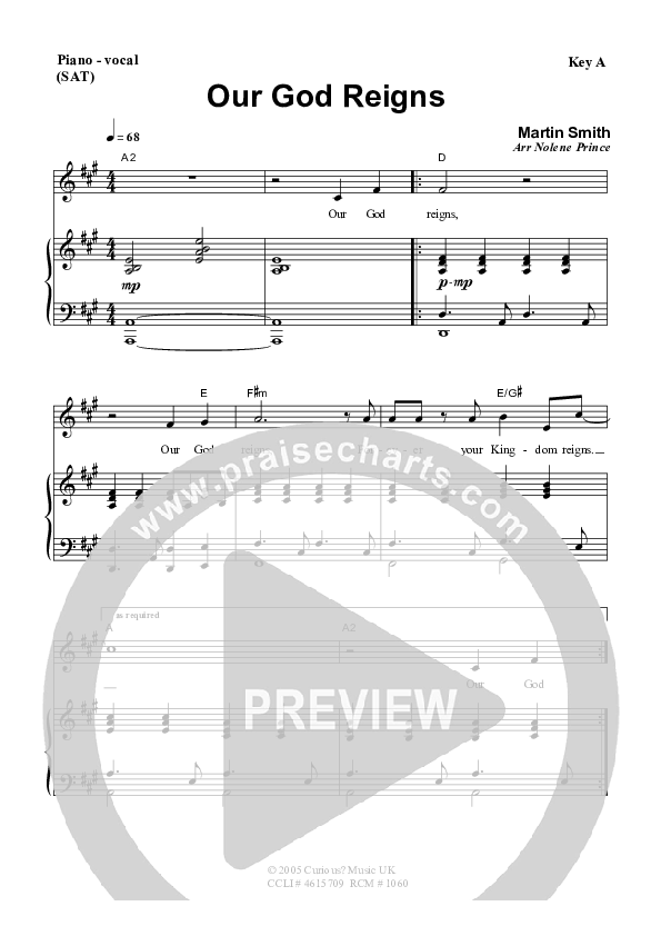 Our God Reigns Piano/Vocal (SAT) (Dennis Prince / Nolene Prince)