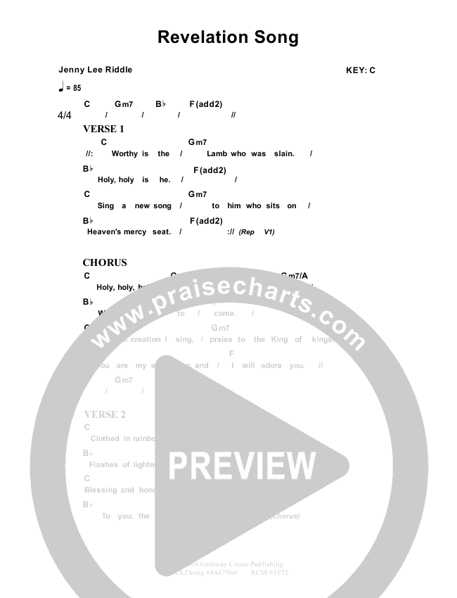 Revelation Song Chord Chart