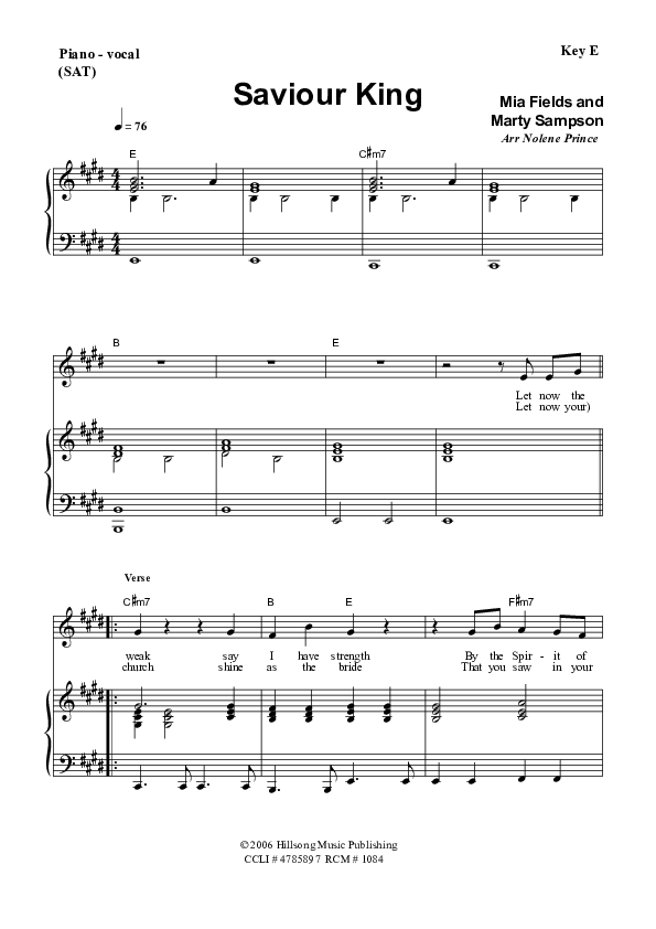 Saviour King Piano/Vocal (SAT) (Dennis Prince / Nolene Prince)