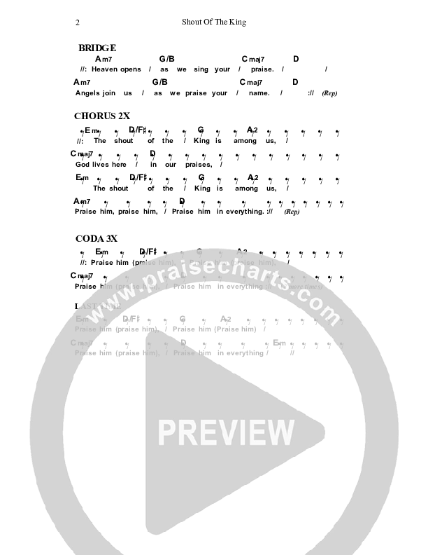 Shout Of The King Chords & Lyrics (Dennis Prince / Nolene Prince)