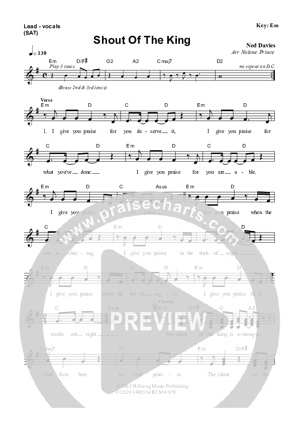 Shout Of The King Sheet Music PDF (Hillsong Worship) - PraiseCharts