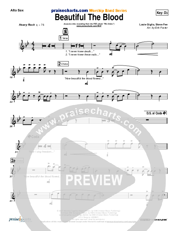 Beautiful The Blood Alto Sax (FEE Band)