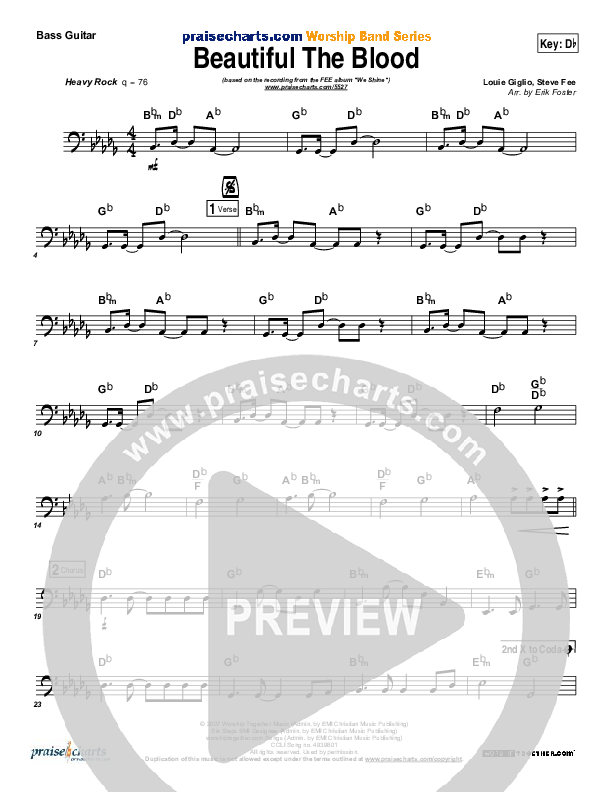 Beautiful The Blood Bass Guitar (FEE Band)